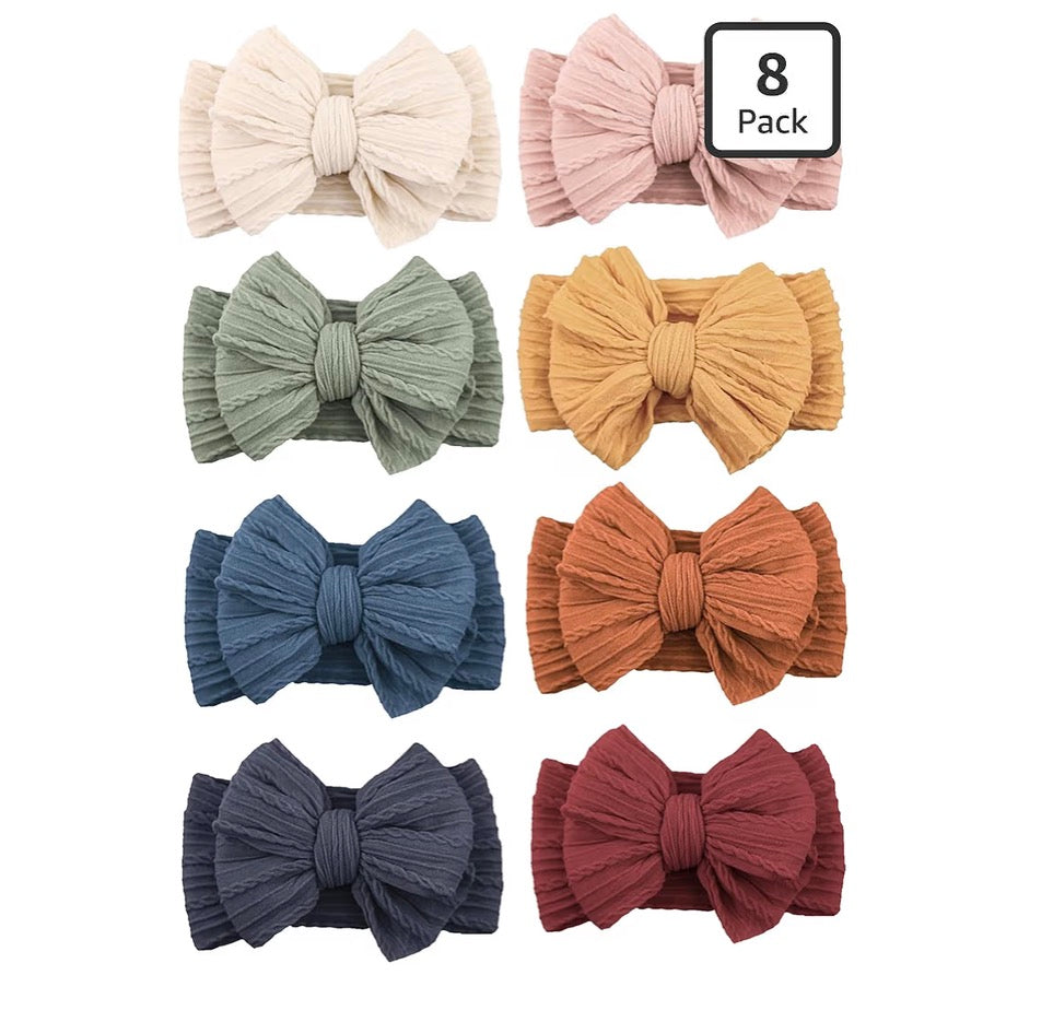 8 Niceye Handmade Baby Headbands Soft Stretchy Nylon Hair Bands with Bows for Newborn Infant Baby Toddler Girls