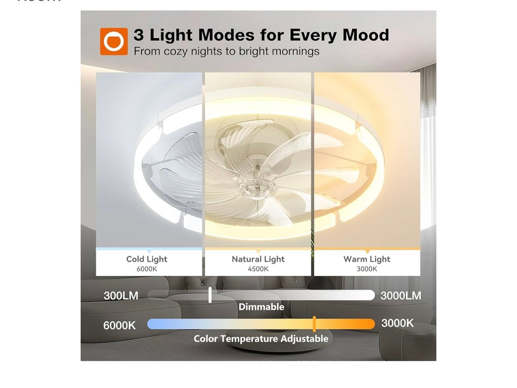 Addlon Modern Flush Mount Ceiling fan with light.