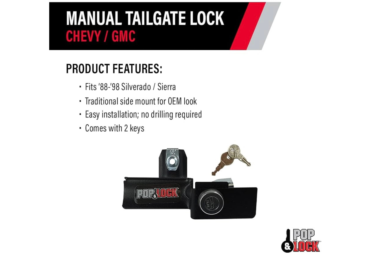 Pop & Lock PL 1050 Black Manual Tailgate Lock.