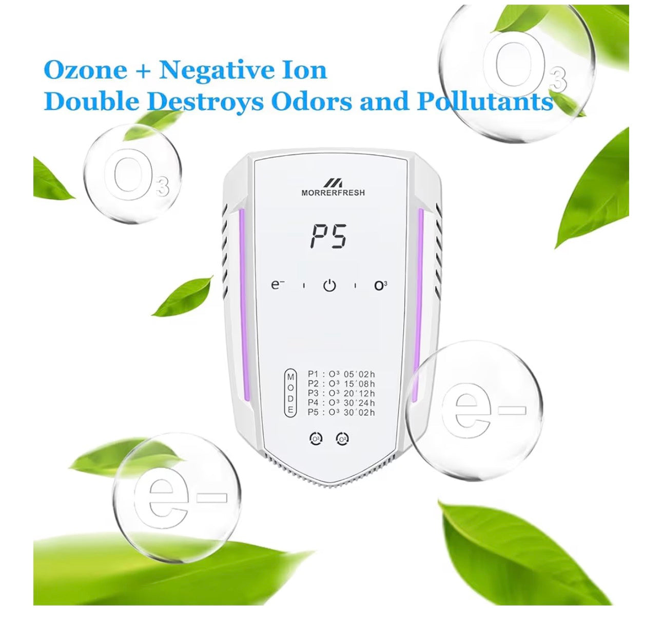 Ozone Odor Eliminator for Strong Odor 99% Cat Litter Deodorizer Dog Poof Odor Removal Air Ionizers for Home Portable Air Purifier for Pets Toilet Wardrobe Shoe Garage Room Cabinet White
