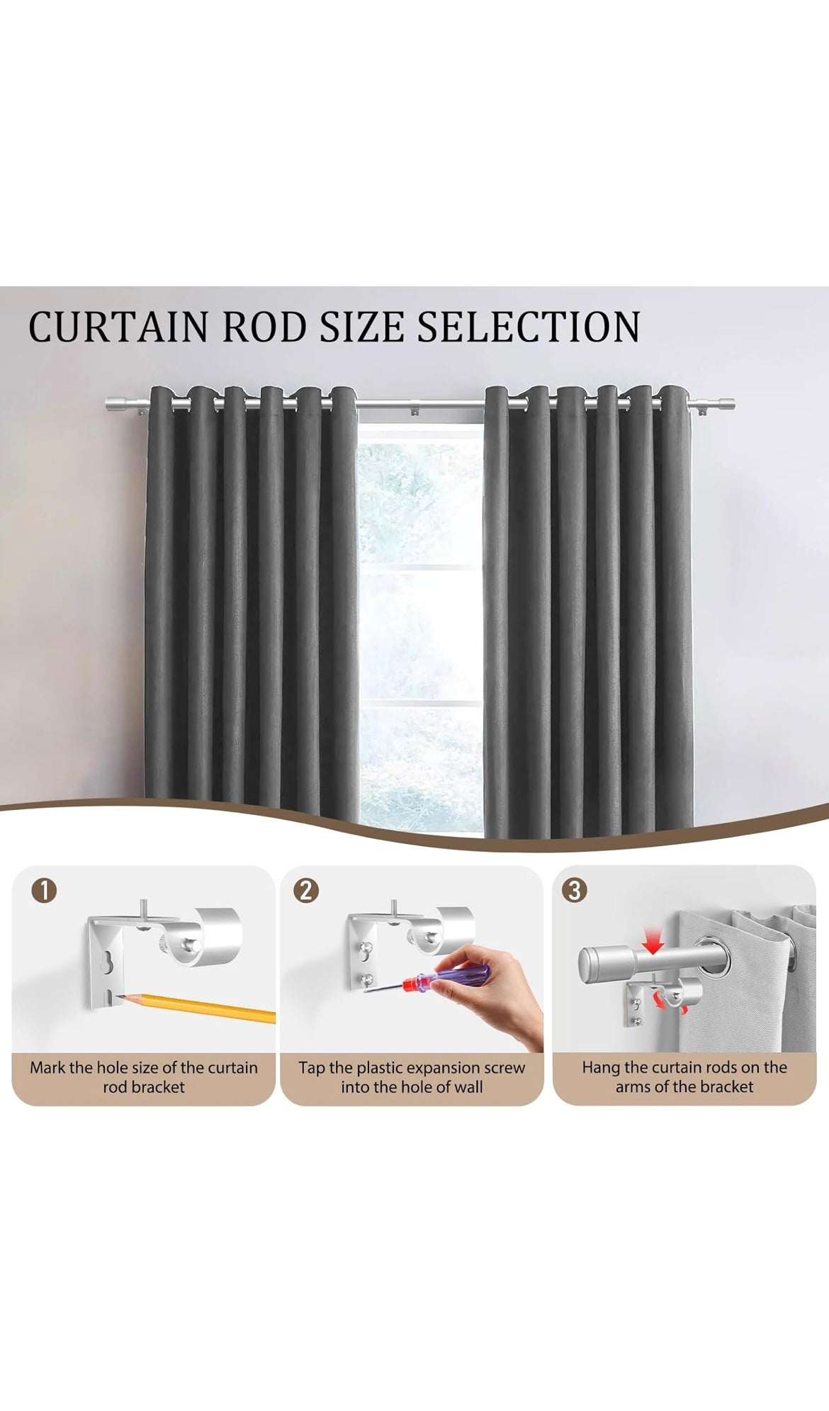 Silver curtain rods