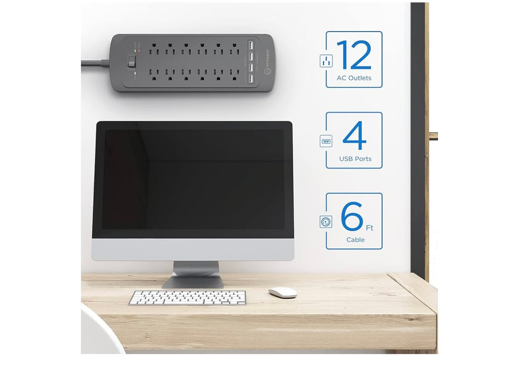 Witeem Power Strip 12 Outlets With 4 USB Ports.