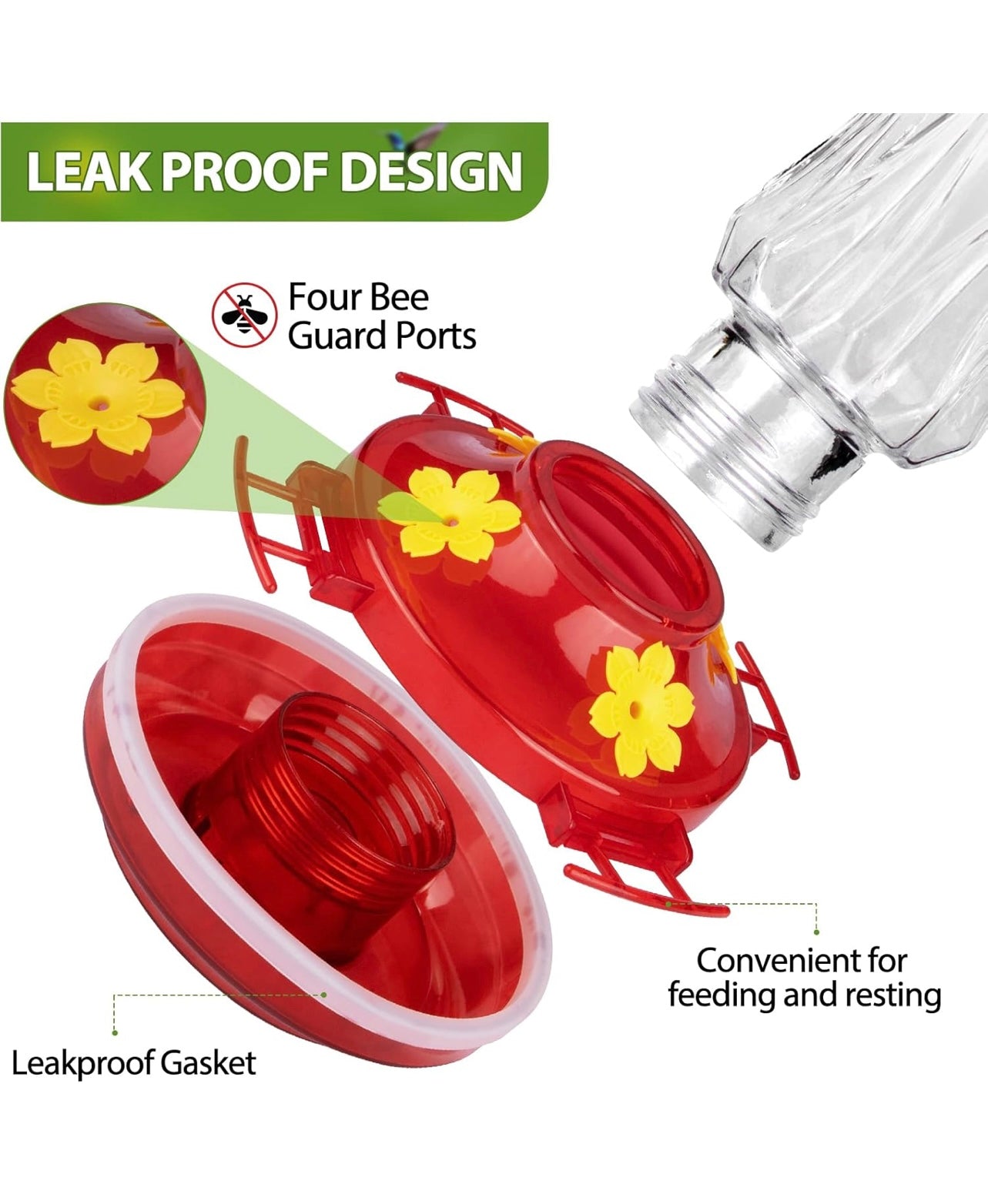 Bolite Glass Hummingbird Feeder.