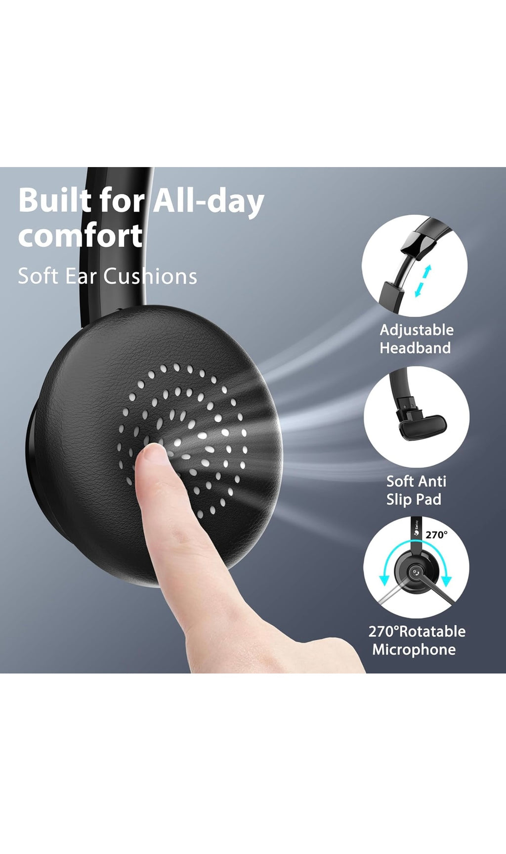 Wireless headset with microphone