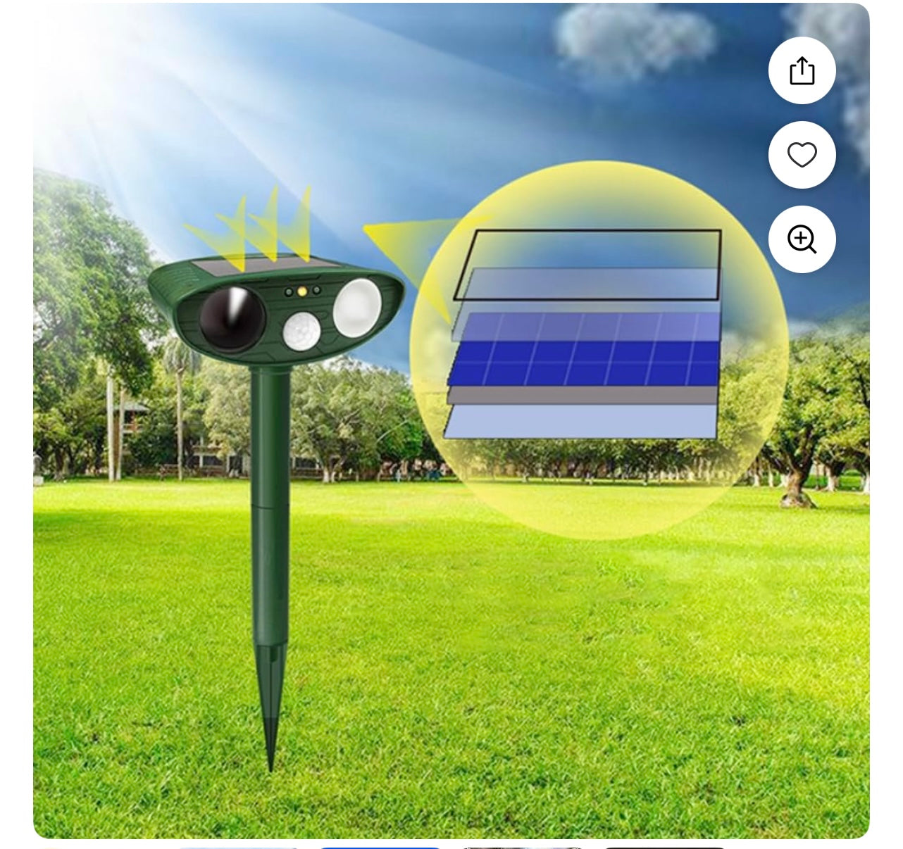 Solar Powered Motion Activated Animal Repeller.