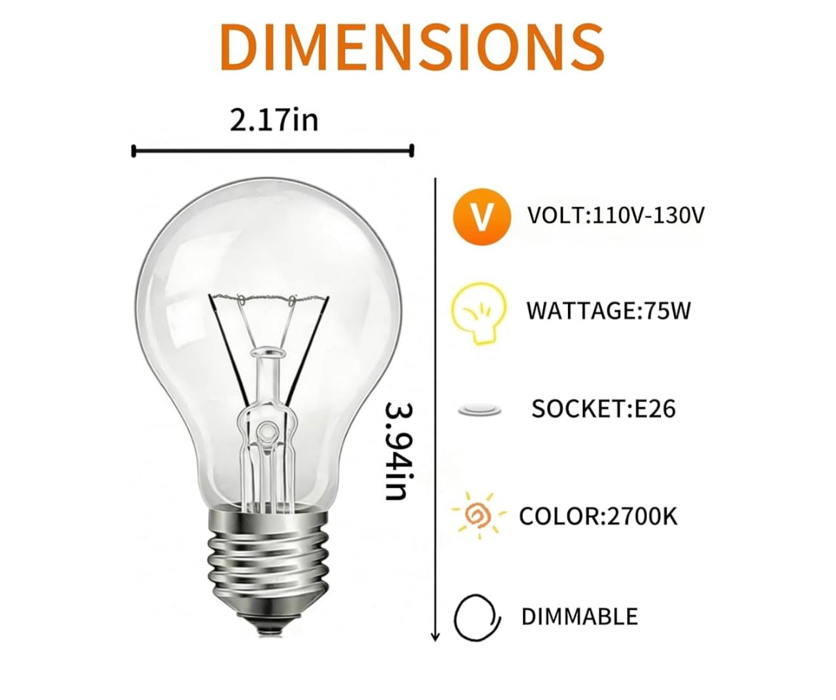 75 watt incandescent light bulbs 12 pack