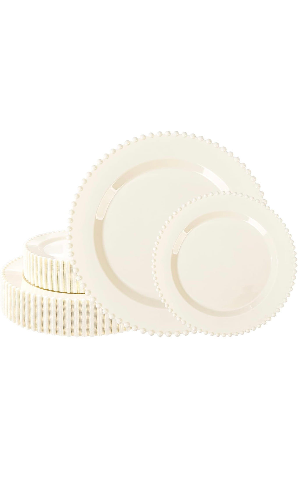 60 pcs plastic plates beaded ivory