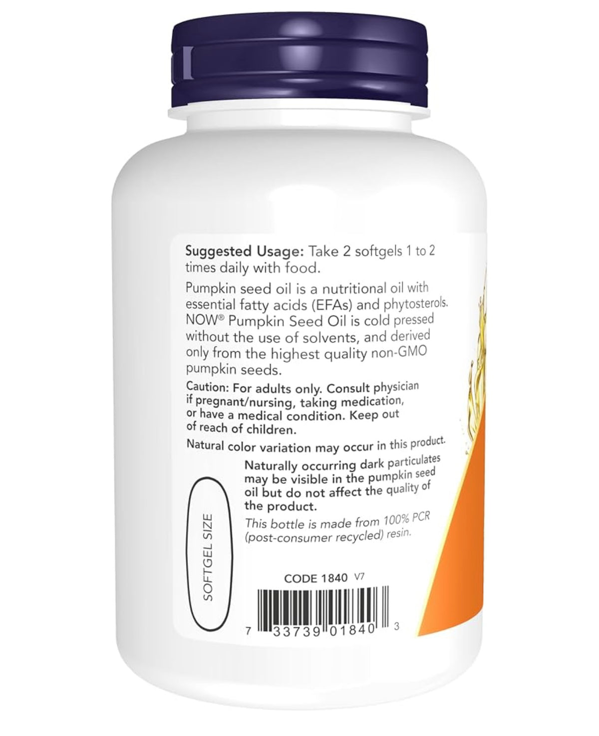 Now Pumpkin Seed Oil 1000 mg 100 softgels. Best by 09/2027.