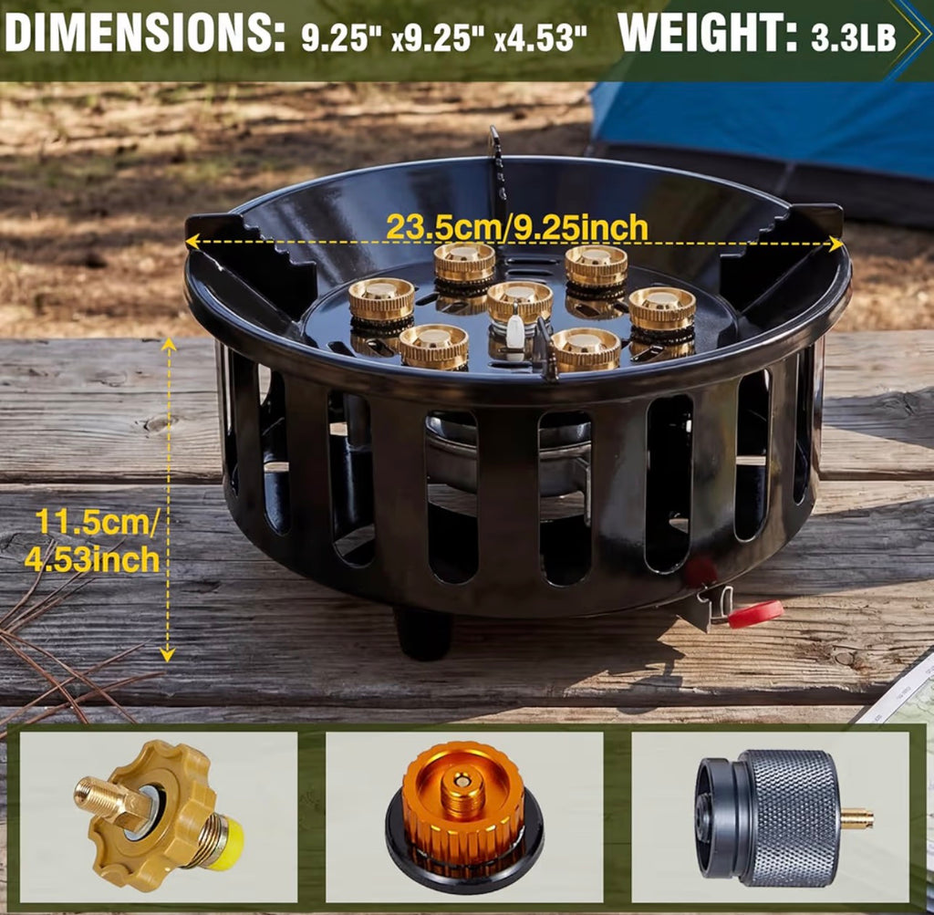 Bestfire 72,000 BTU High Output Propane Burner, Windproof Outdoor Gas Stove with Piezo Ignition, Portable Camping Stove with 3 Adapters & Carrying Bag for Tailgating, Brewing, Grilling - 4ft Hose