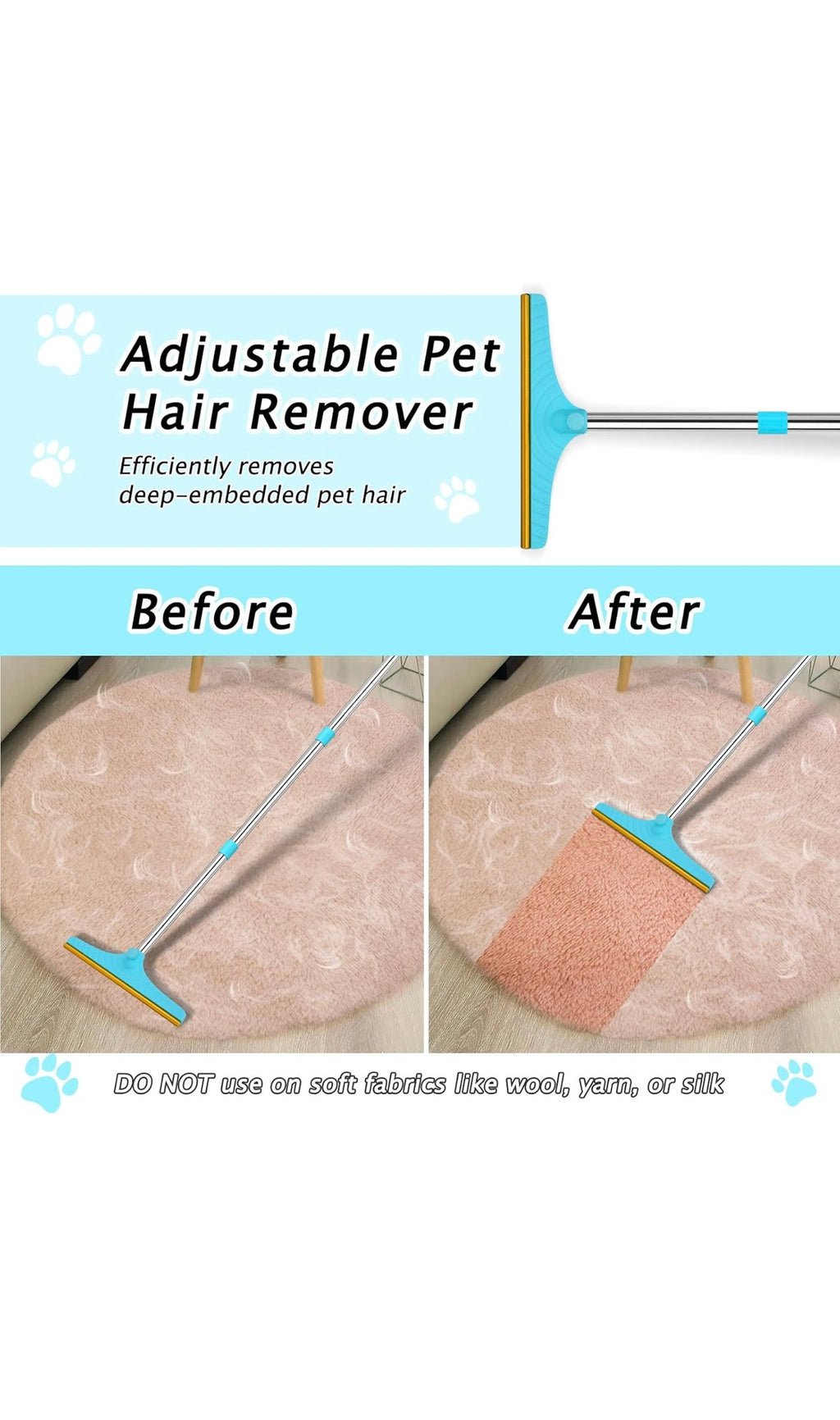 Pet hair removal broom