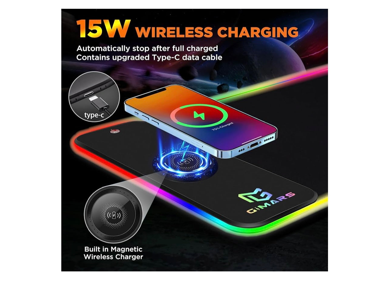 Gimars 15w Wireless Charging RGB Gaming Mouse Pad.