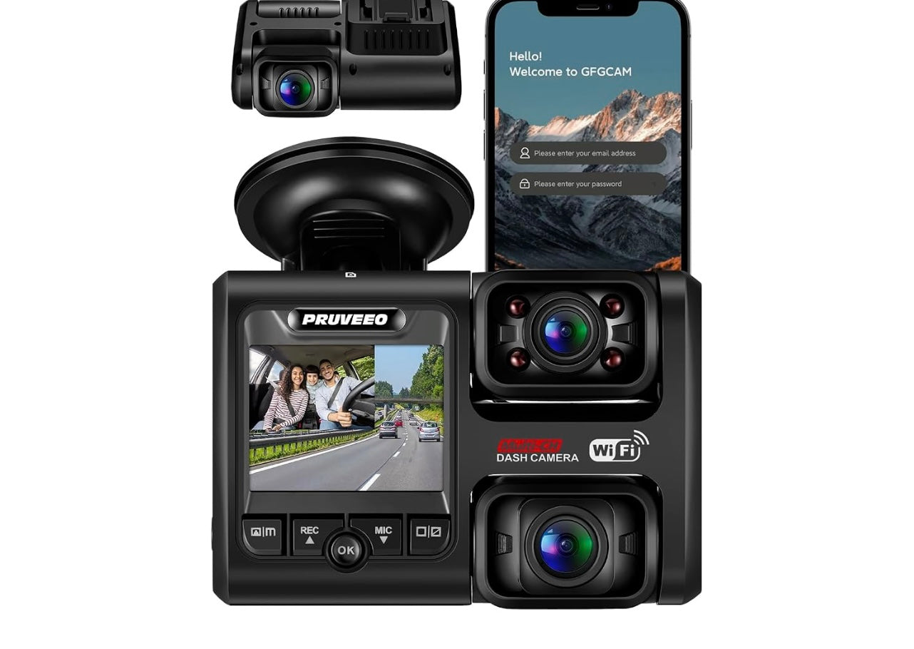 Pruveeo Dash Cam Front And Inside.