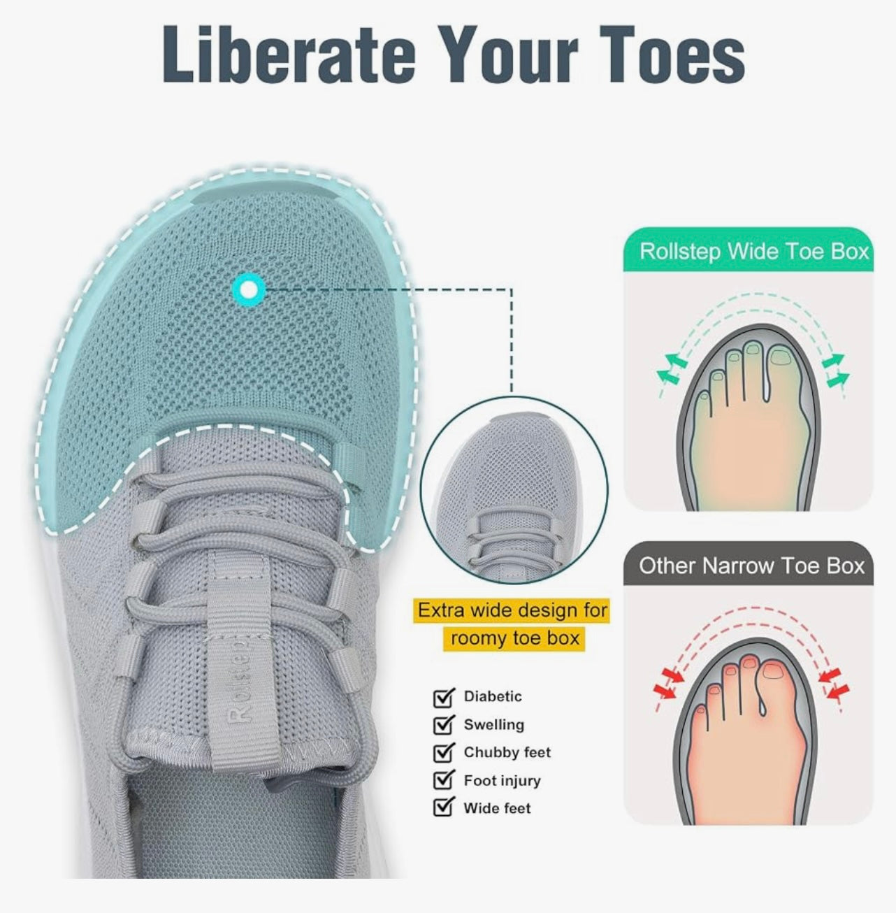 Wide Toe Box Shoes Women Extra Wide Width Sneakers Air Cushion Road Running Shoes Ultra Light Tennis Gym Workout Training Shoes Breathable Walking Shoes with Arch Support. Size 10.5