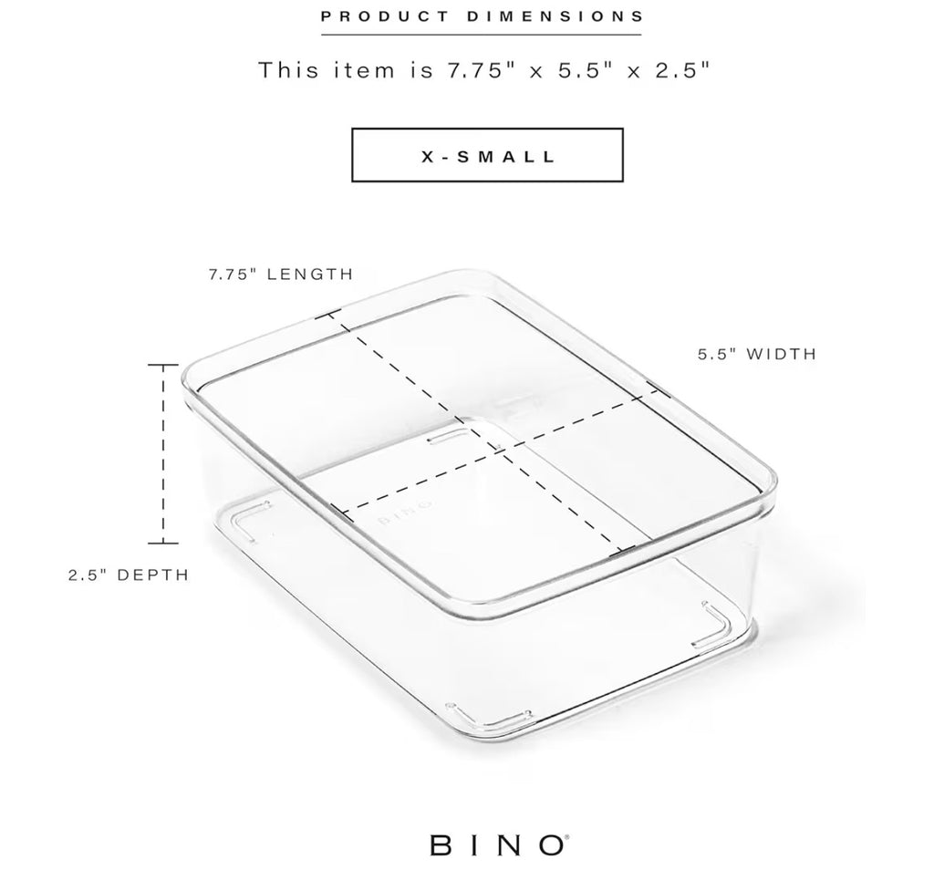 BINO | Plastic Storage Bins, X-Small - 5 Pack | THE LUCID COLLECTION | Multi-Use Built-In Handles BPA-Free Clear Storage Containers | Fridge Organizer | Pantry & Home Organization