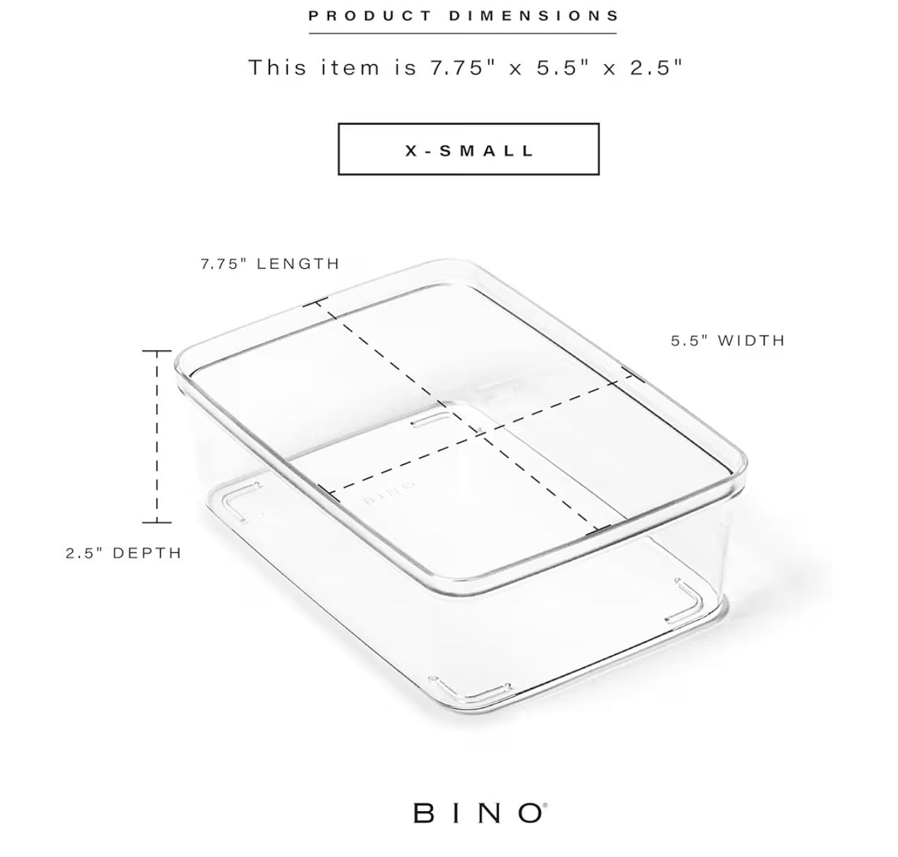 BINO | Plastic Storage Bins, X-Small - 5 Pack | THE LUCID COLLECTION | Multi-Use Built-In Handles BPA-Free Clear Storage Containers | Fridge Organizer | Pantry & Home Organization