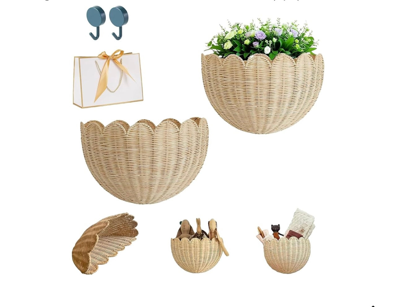 Scalloped Wicker Wall Baskets.
