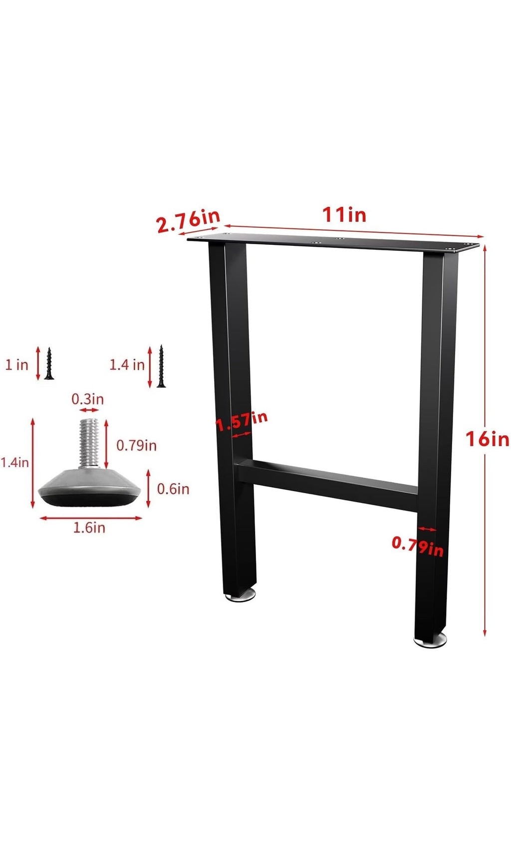 Bench legs metal 16” by 11”