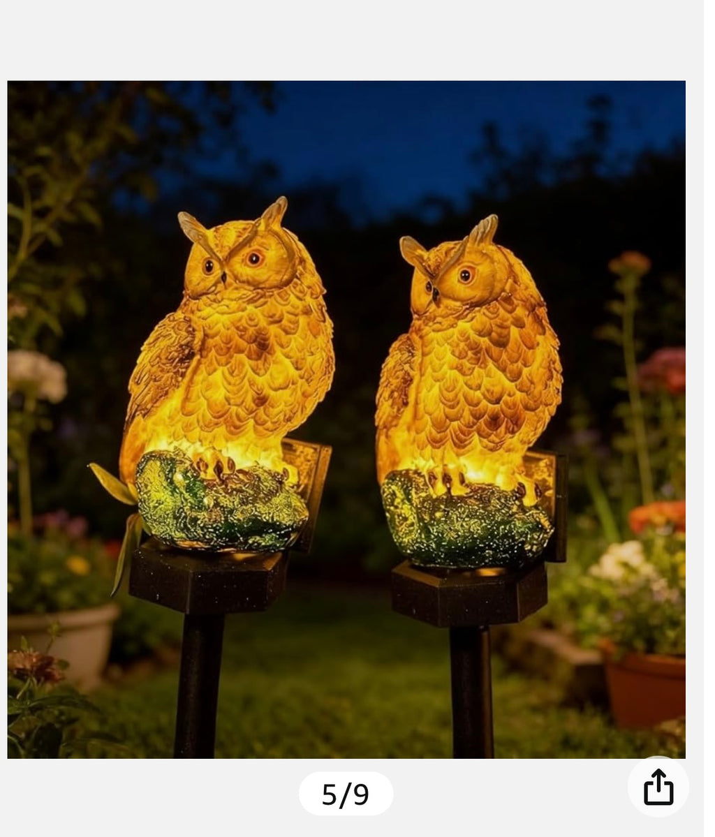 Solar owl garden light