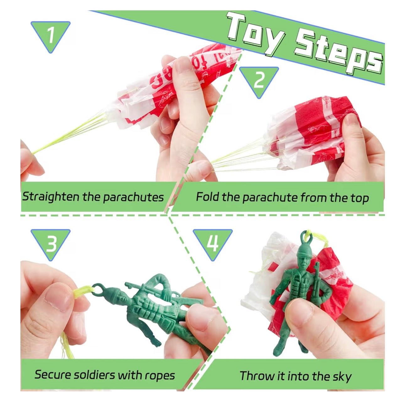 50 PCS Parachute Toy,Mini Paratroopers Army Parachute Flying Throwing Outside Toys,Tangle Free Throwing Toy Parachute for Toddlers,Party Favors