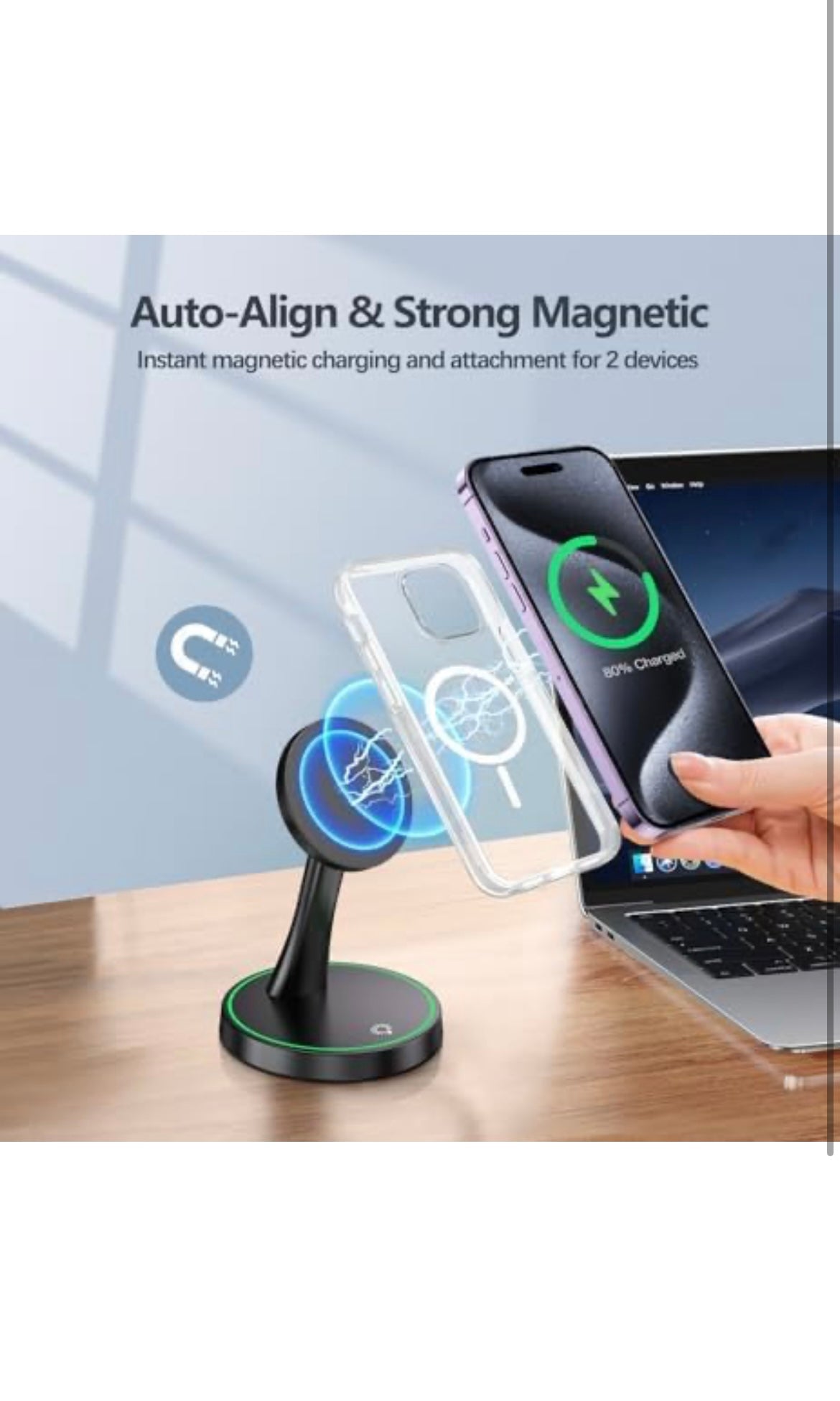 Magnetic wireless charger stand 2 pack