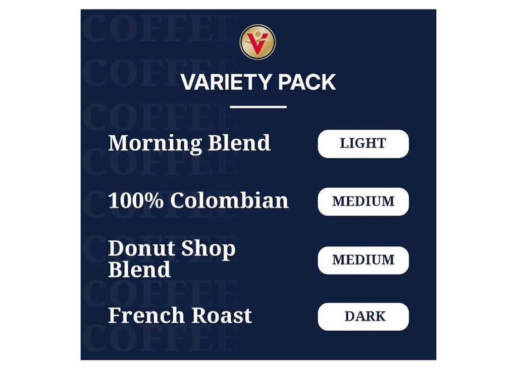 Victor Allen's Coffee Variety Pack (Morning Blend, 100% Colombian, Donut Shop Blend, and French Roast), 42 Count, Single Serve Coffee Pods for Keurig K-Cup Brewers. Best by 06/18/2028.