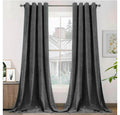 SMILETIME Dark Grey 108 in Long Velvet Curtains with Grommet, Thermal Insulated Super Soft Privacy Noise Reducing Light Filtering Velvet Curtains for Living Room, 2 Panels, Each 52 x 108 inches Long