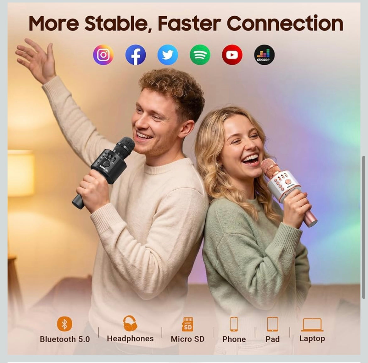 Wireless Bluetooth karaoke microphone