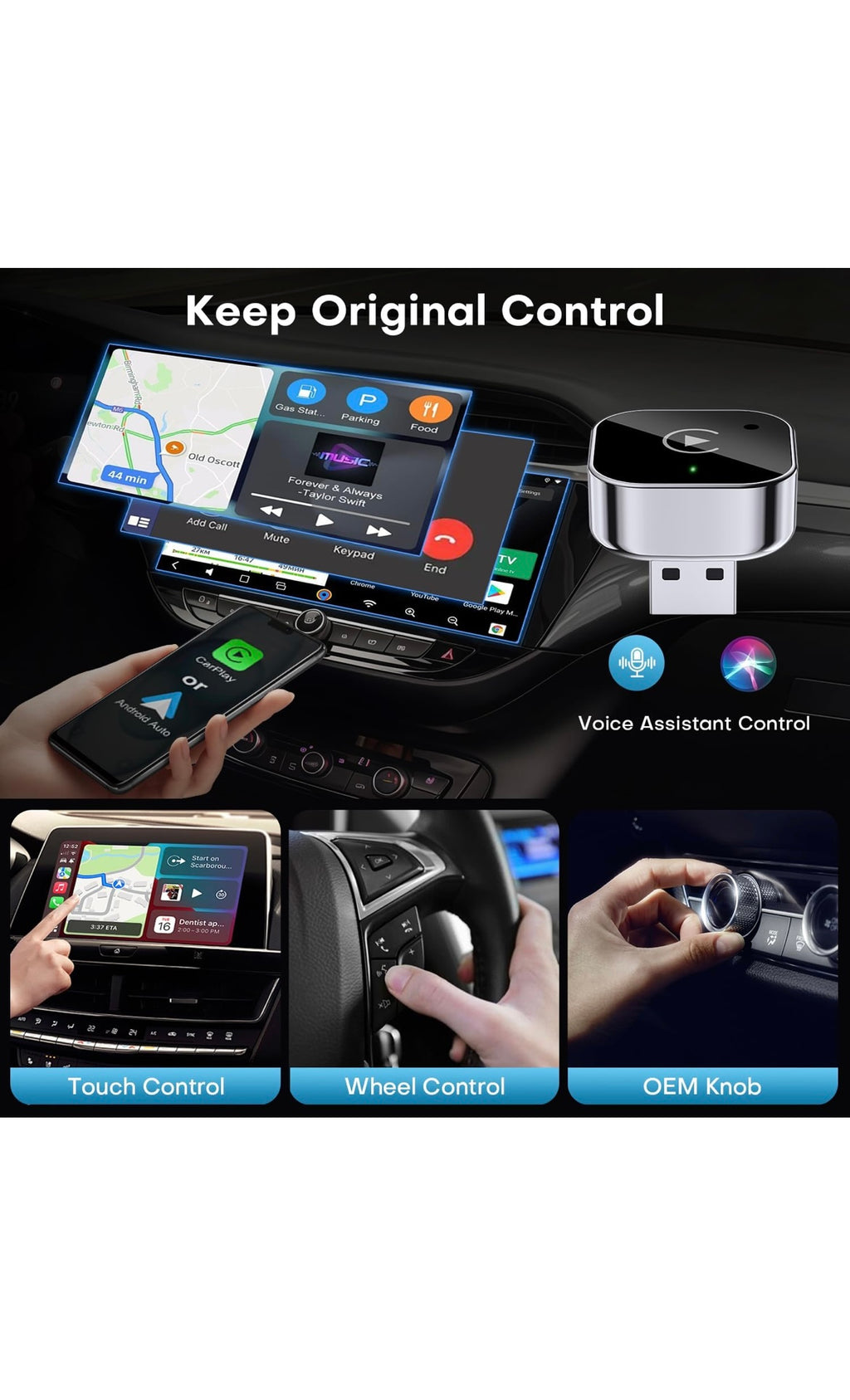 Wireless CarPlay and android auto adapter plug
