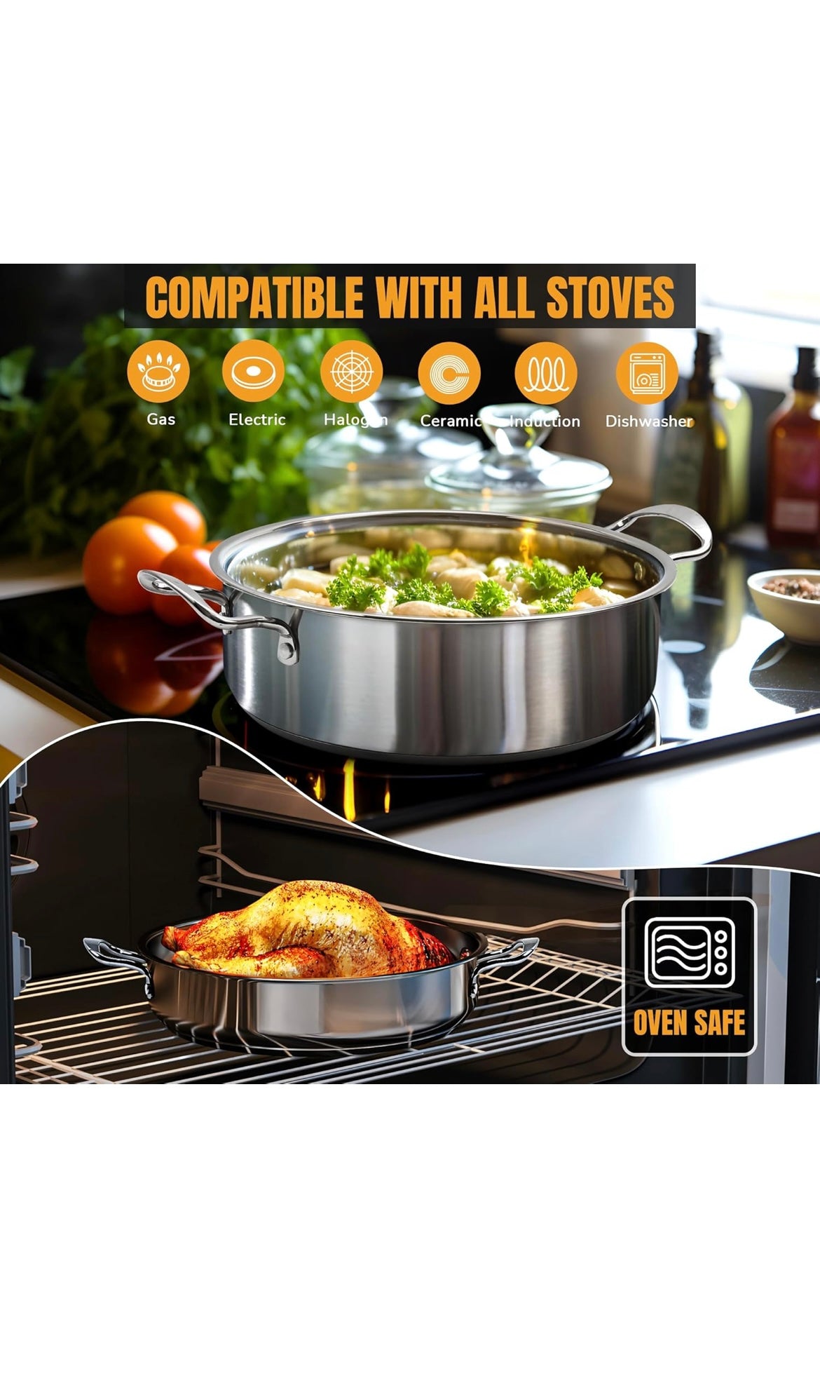 Stainless steel pots and pan