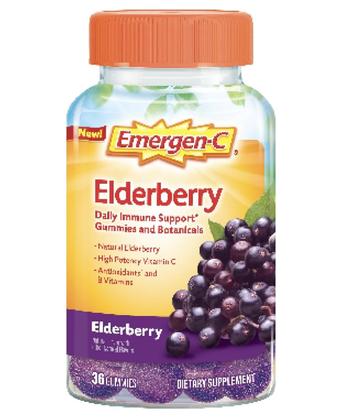 Emergen-C Elderberry Vitamin C Gummies, Immune Support, Berry, 36 Gummies
