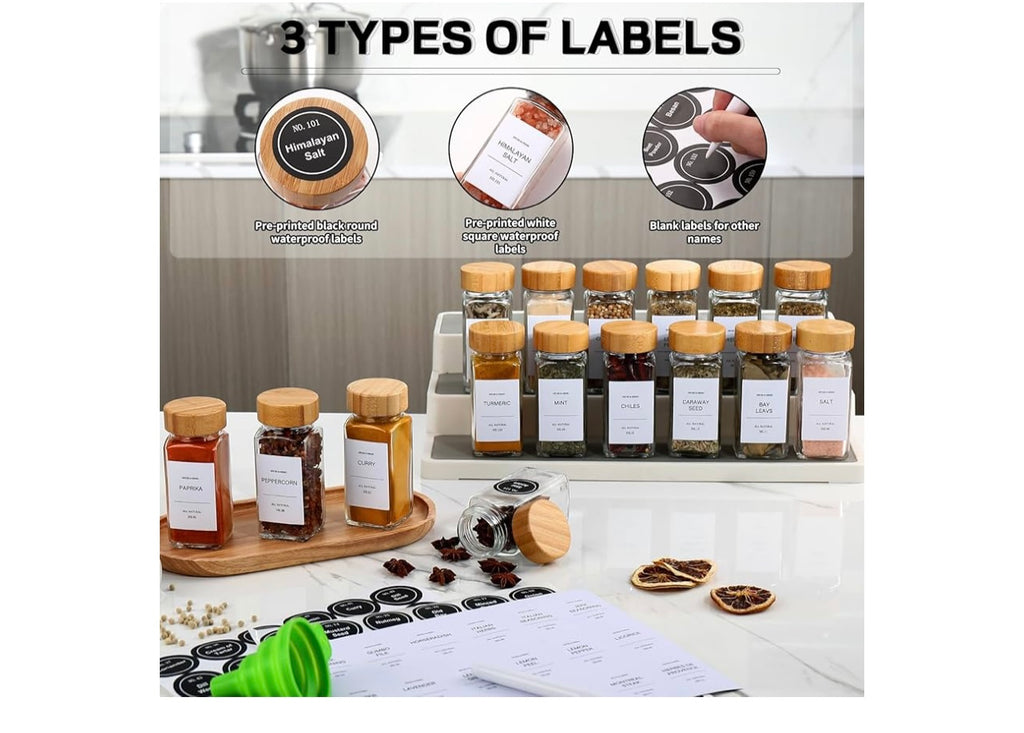 Spice jars with Labels.