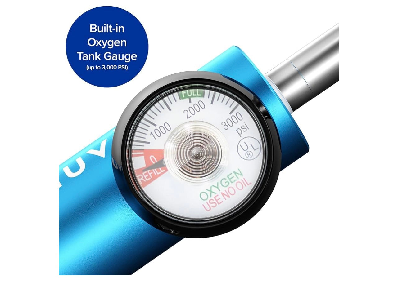 Nuvalsa Ozone Therapy Low Flow Oxygen Regulator. Compatible with Oxygen Cylinders up to 3,000 PSI.