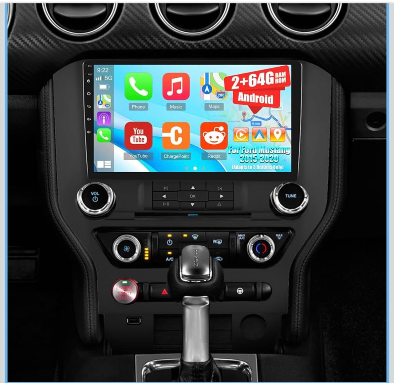 9-inch screen for Ford Mustang radio.