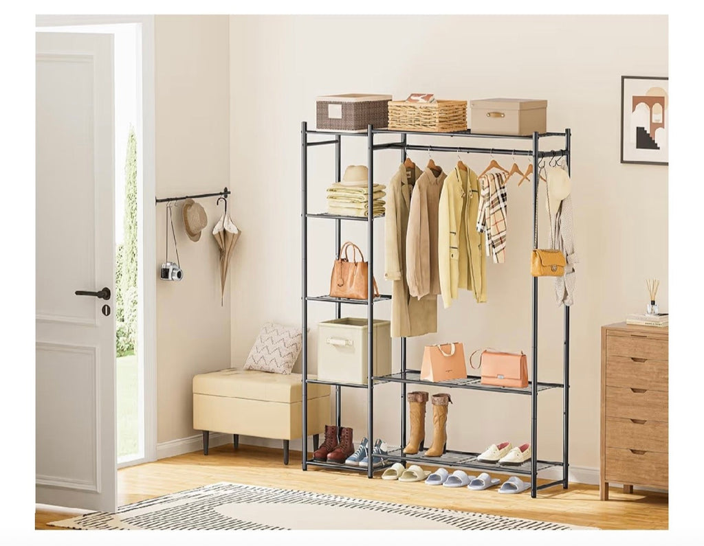 Wardrobe Closet,Portable Clothes Rack with 4 Tiers Shelves