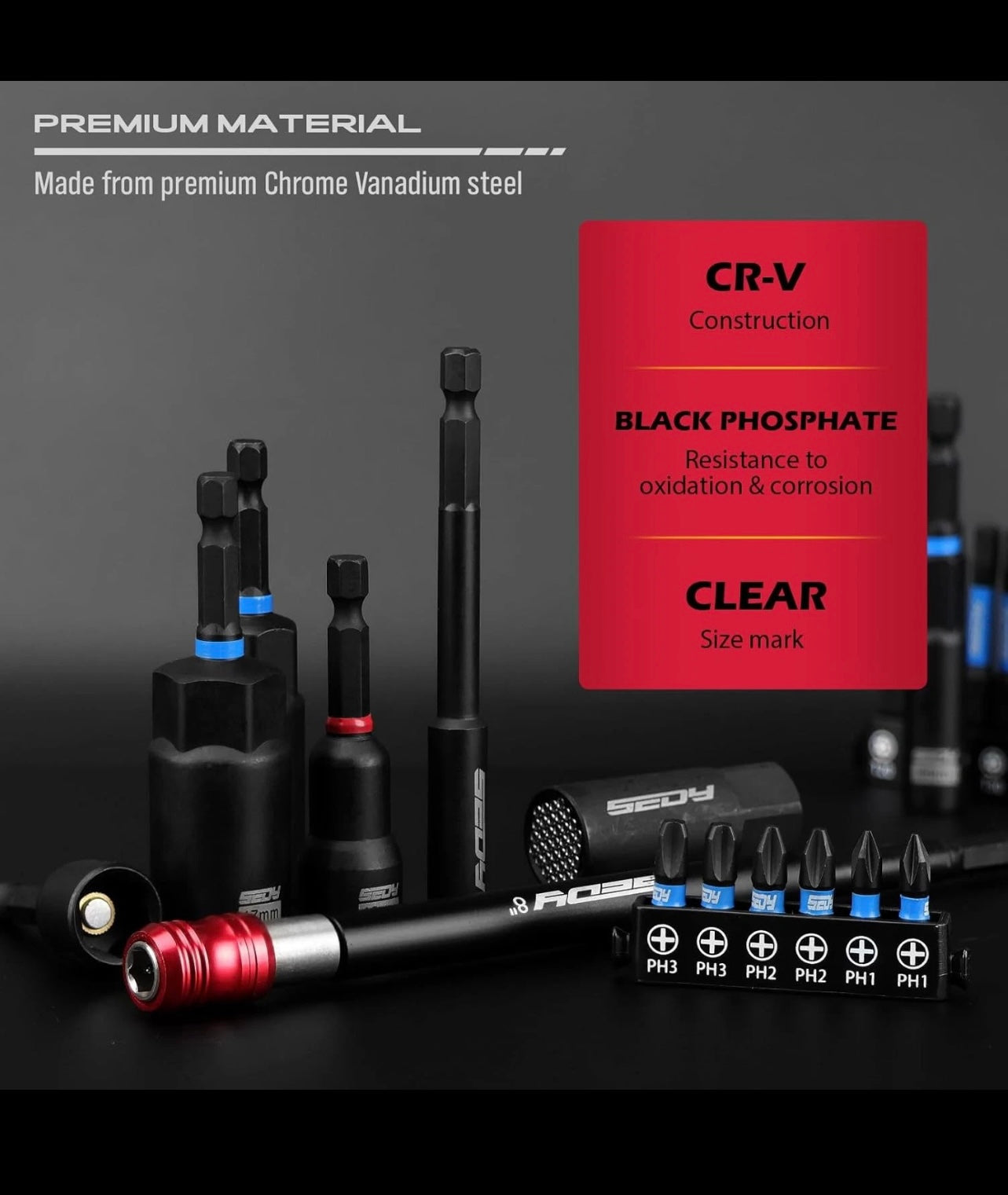 SEDY 80-piece Meteic and SAE 1/4” Magnetic Nut Driver Set.