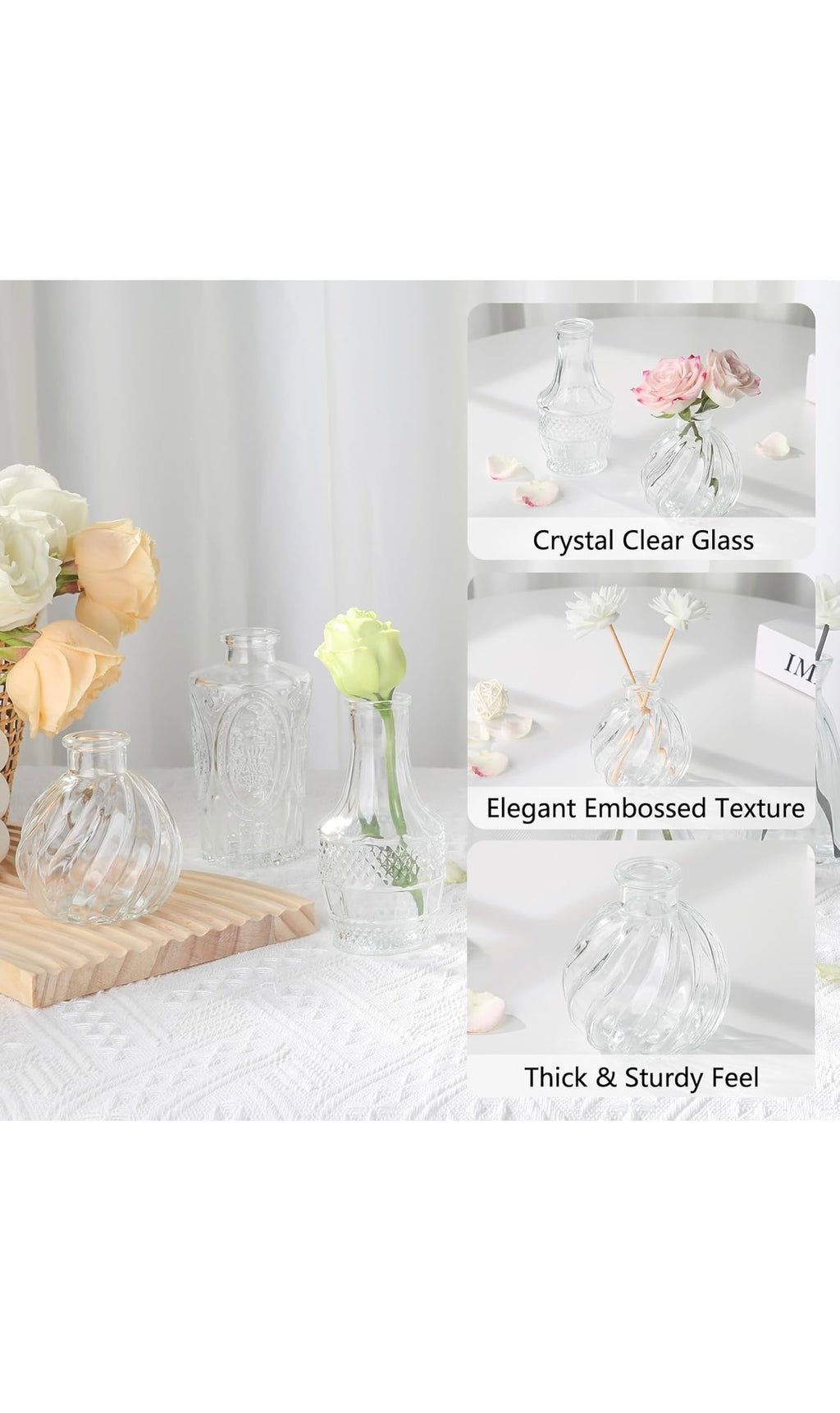 Ruckae small clear bud vases 12 pack