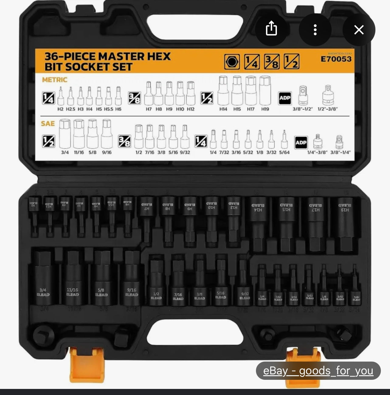 ELEAD 36-piece Master Hex Bit Socket set.