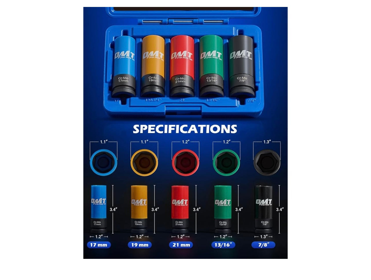 OMT 1/2” Impact Lug Nut Socket Set.