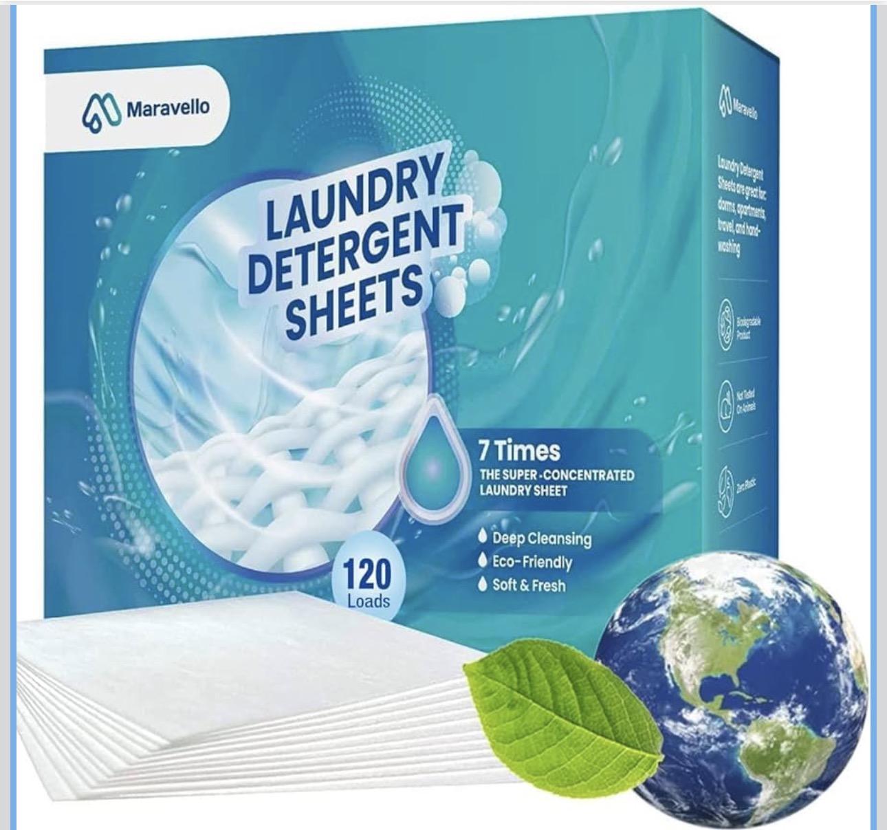 Set of 2 Maravello Laundry detergent sheets, Fresh scent ￼240 Loads!!
