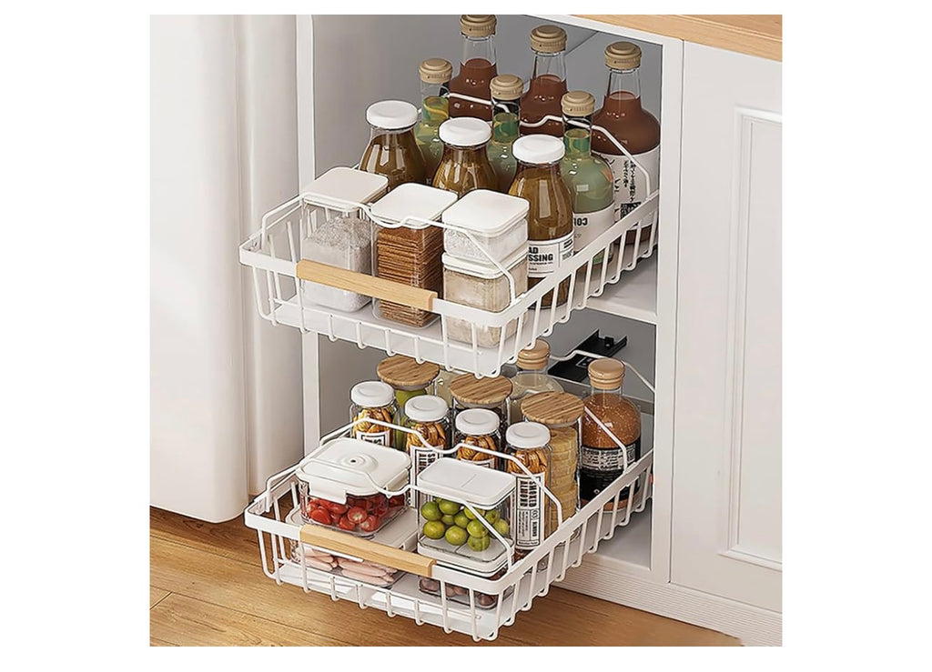 WROBTLD 2 Pack No Drill Pull Out Cabinet Organizer.