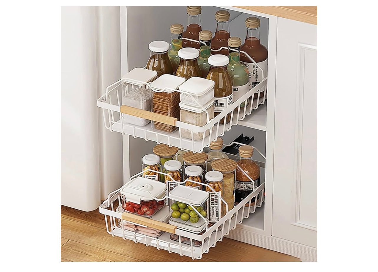 WROBTLD 2 Pack No Drill Pull Out Cabinet Organizer.