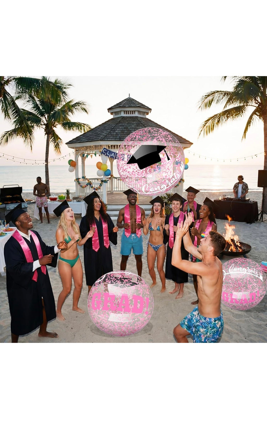 Pink 10 Pcs 16 Inch 2026 Graduation Beach Balls
