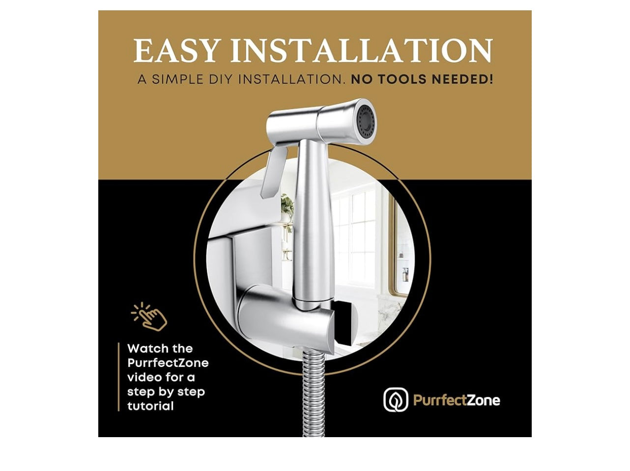 PurrfectZone Luxury Stainless Steel Handheld Sprayer Kit.
