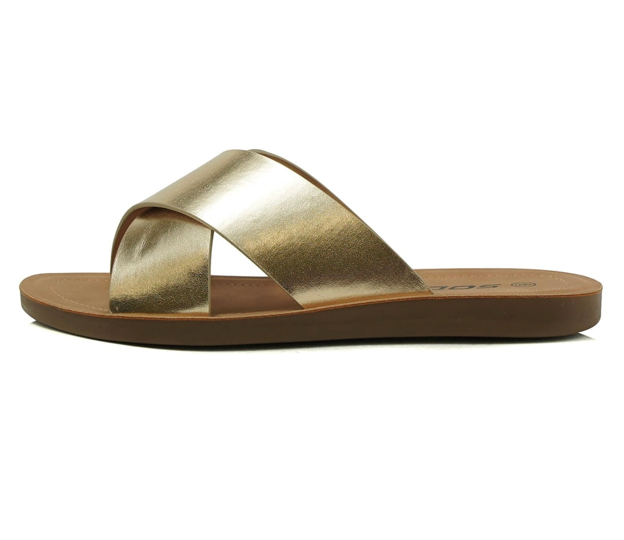 Soda Shoes Women Sandals Crisscross Strap Band Flatform Platform Lucy-S Gold 6. Size 8 1/2
