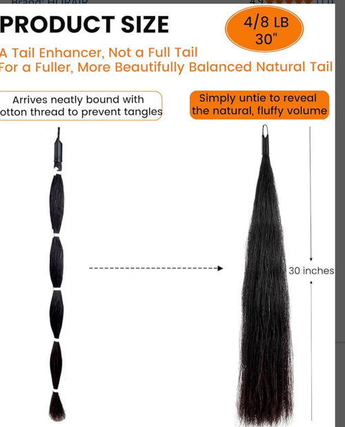 4/8 lb Horse Tail Extensions, Natural Real Horse Hair, False/Fake Horse Tail, 28-30 inches (Mixed)