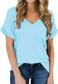 Women's Soft Basic Short Sleeve V-Neck T-Shirts Loose Casual Tee Tops Clothes Everyday Wear