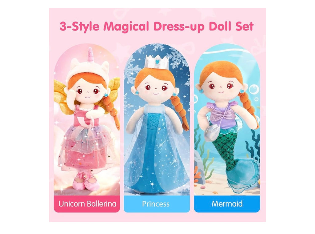 Hahaland My Princess Dress-Up Plush Toy Set.