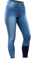 HORZE Kaia Full Seat Silicone Grip Denim Breeches - High Waist Riding Pants