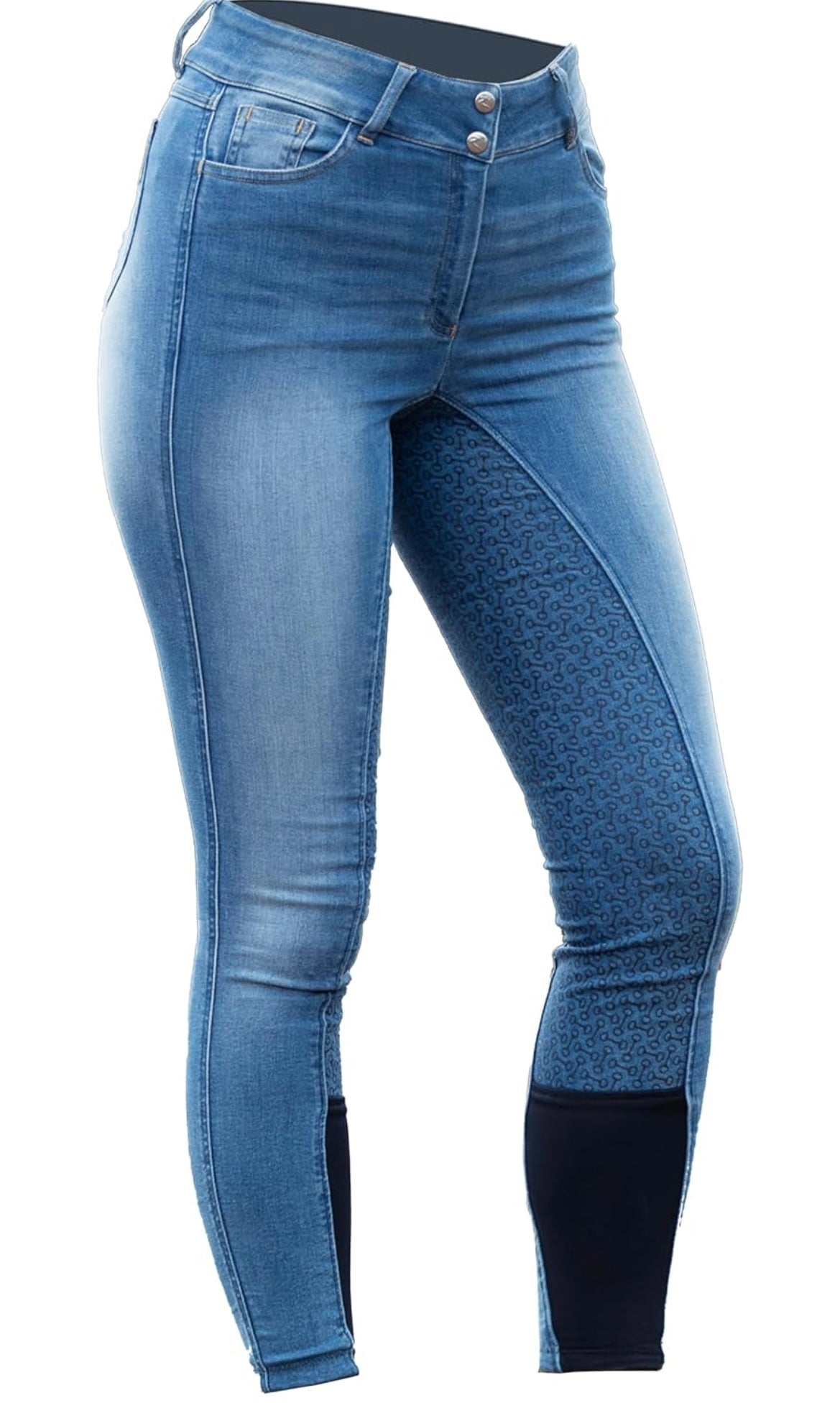 HORZE Kaia Full Seat Silicone Grip Denim Breeches - High Waist Riding Pants