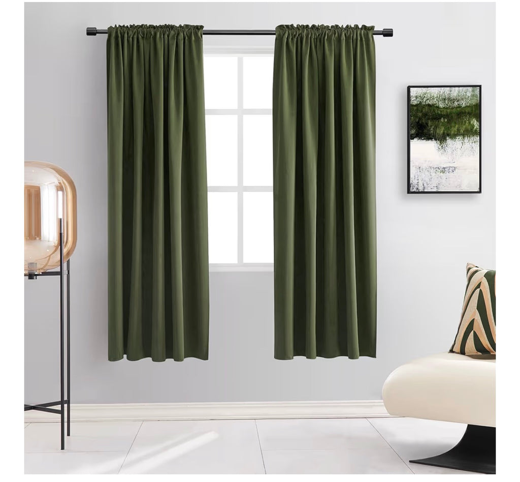 DONREN Home Window Decoration Christmas Holiday,72 Inch Length Thermal Insulated Blackout Curtains/Drapes for Living Room Kids Bedroom (One Pair, W 52 by L 72 inches, Olive Green)